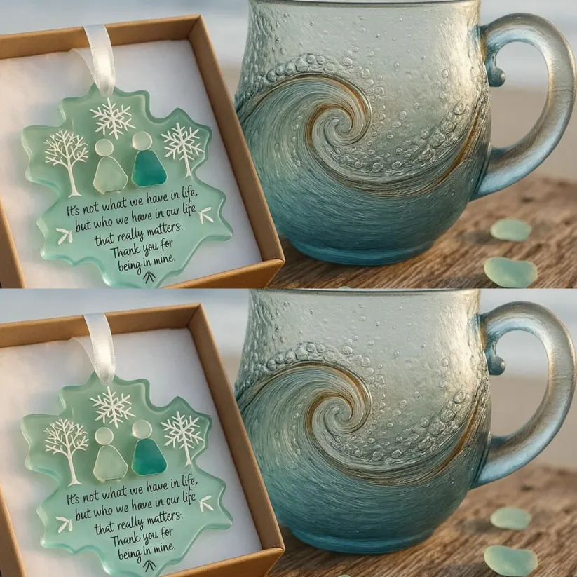 🎄Christmas Best Gifts🔥 Unique Handcrafted Sea Glass Ocean Wave Mug🎁Bring the Calm of the Ocean to Your Morning