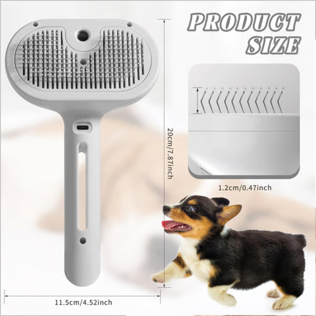 Self-Cleaning Spray Cat Brush for Shedding