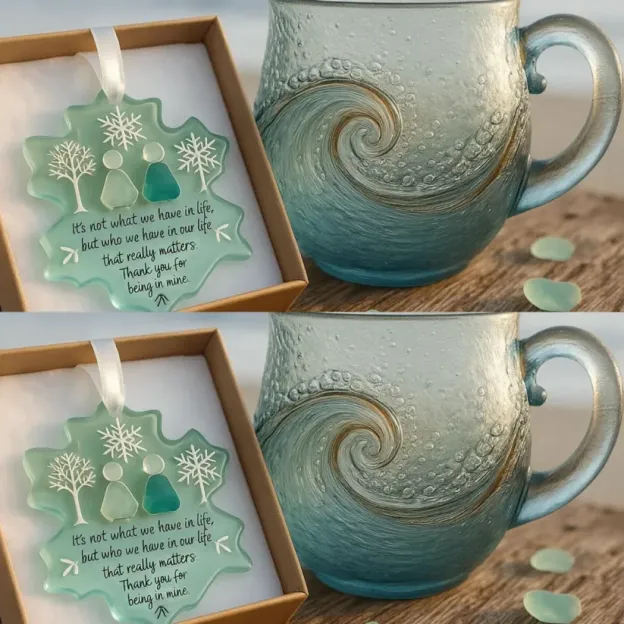 🎄Christmas Best Gifts🔥 Unique Handcrafted Sea Glass Ocean Wave Mug🎁Bring the Calm of the Ocean to Your Morning