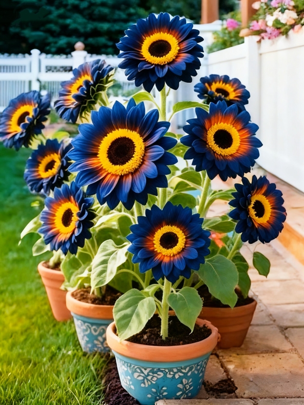 🌌🔥 Blue Flame Sunflower Seeds – The Rarest Sunflower You'll Ever Grow! 🌻