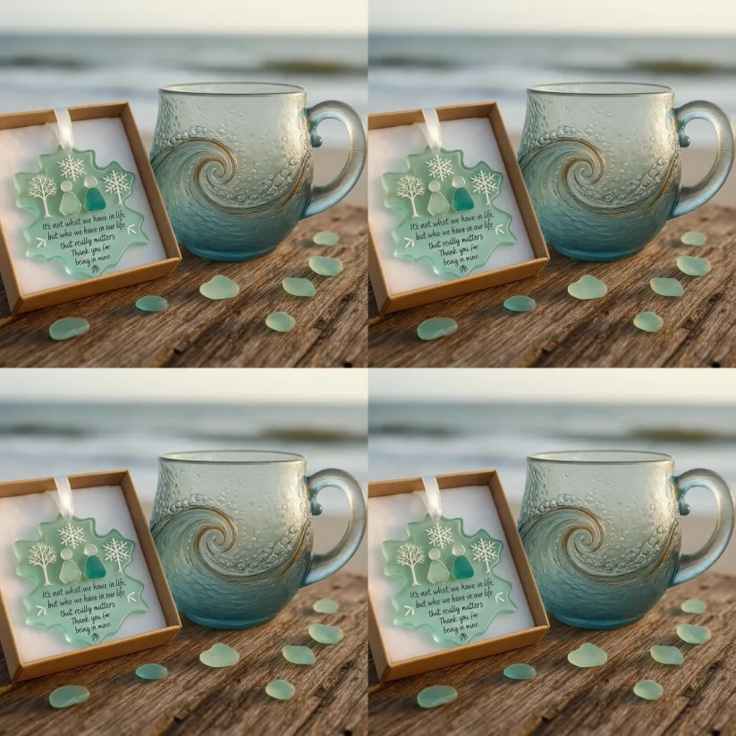 🎄Christmas Best Gifts🔥 Unique Handcrafted Sea Glass Ocean Wave Mug🎁Bring the Calm of the Ocean to Your Morning