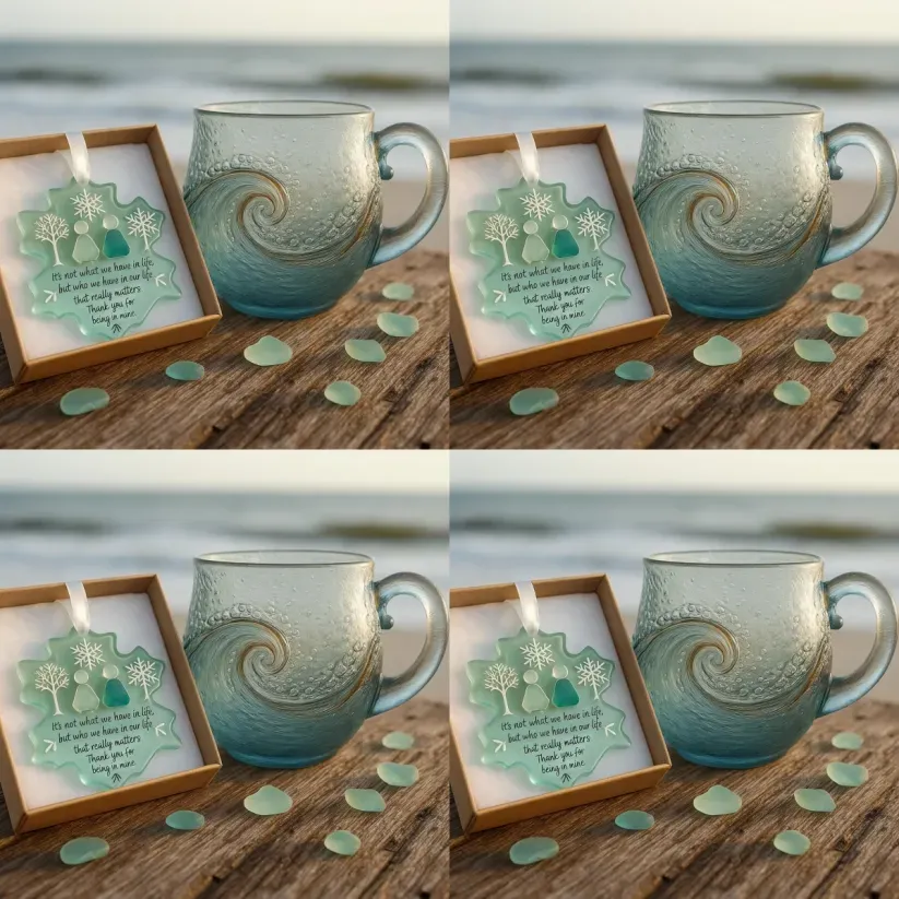 🎄Christmas Best Gifts🔥 Unique Handcrafted Sea Glass Ocean Wave Mug🎁Bring the Calm of the Ocean to Your Morning
