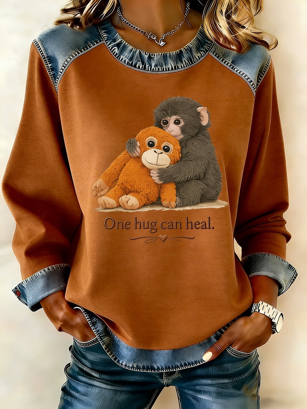 Women's Mental Health Monkey Print Top