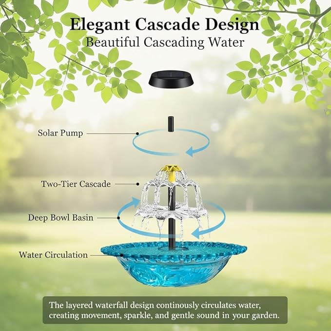 🐦⛲Solar Cascade Hanging Bird Bath Fountain