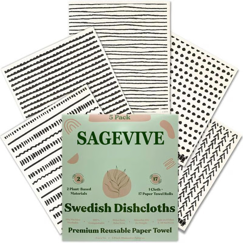 Swedish Dishcloths for Kitchen & Cleaning | 5 Pack