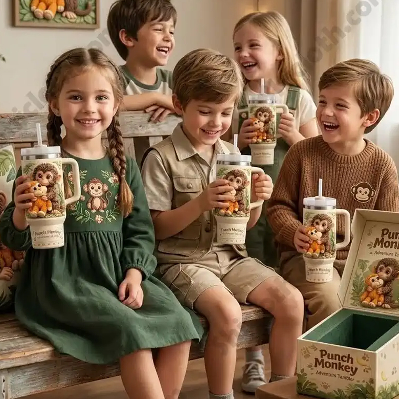 🐒 Punch Monkey 3D Relief Car Tumbler💕