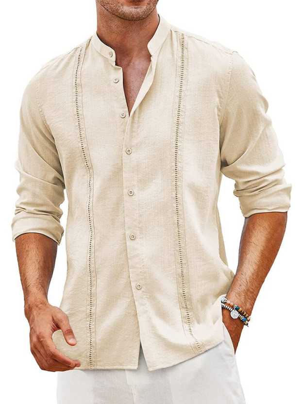 Men's Trendy Embroidered Guayabera Linen Shirt