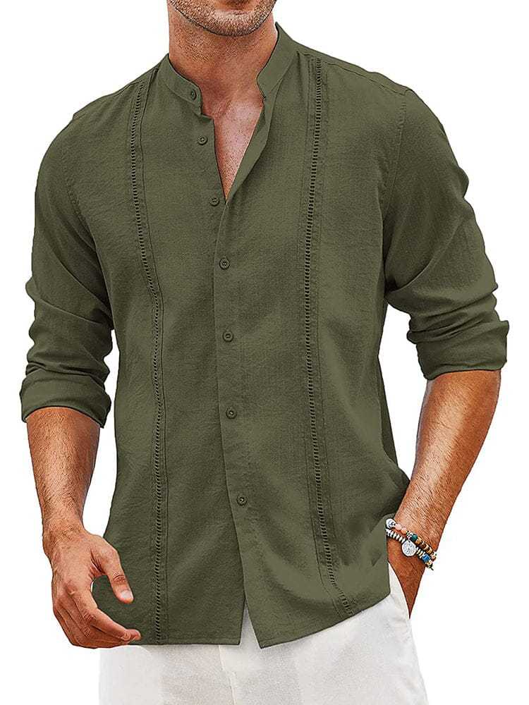 Men's Trendy Embroidered Guayabera Linen Shirt