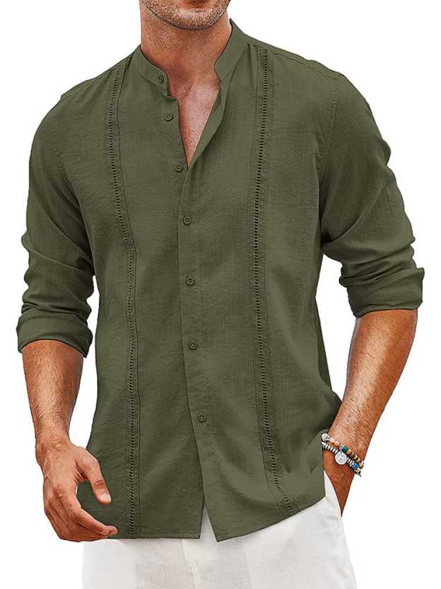 Men's Trendy Embroidered Guayabera Linen Shirt