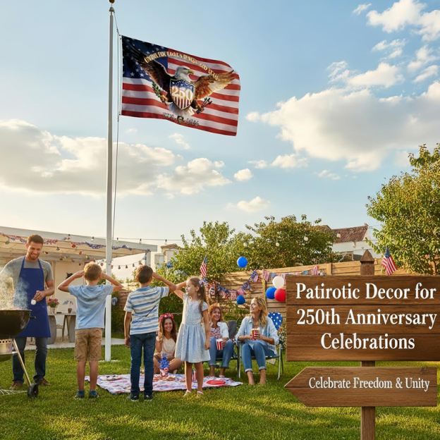 250th Anniversary USA Flag, 1776-2026 Commemorative America Flag 250 Years Decor with Patriotic Eagle