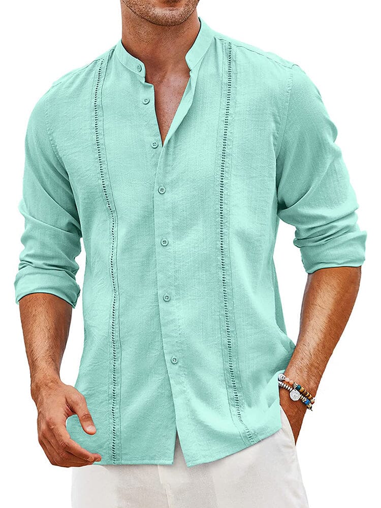 Men's Trendy Embroidered Guayabera Linen Shirt