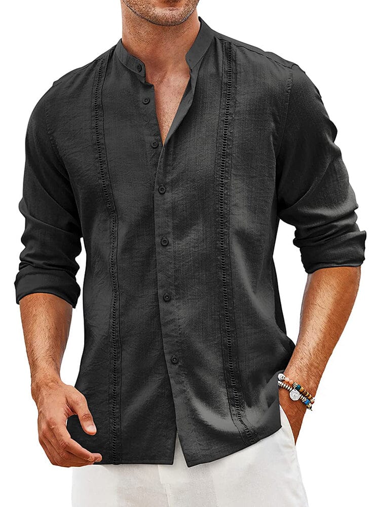Men's Trendy Embroidered Guayabera Linen Shirt