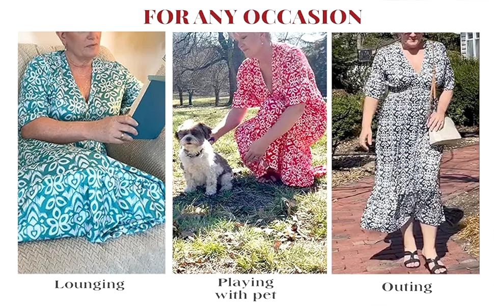 L&auml;ssiges langes Kleid mit V-Ausschnitt