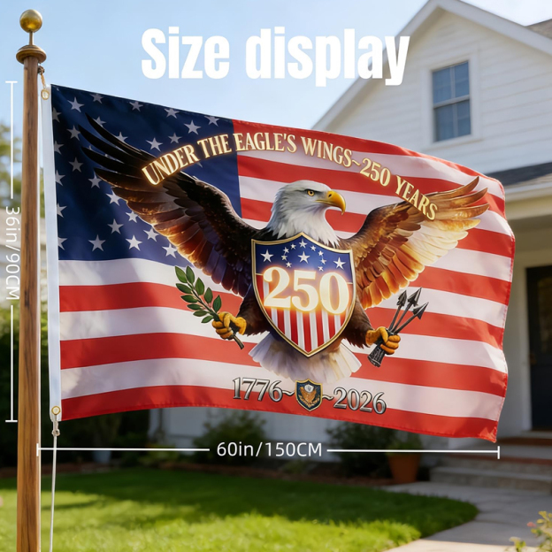 250th Anniversary USA Flag, 1776-2026 Commemorative America Flag 250 Years Decor with Patriotic Eagle