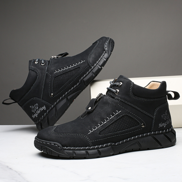 Men's Orthopedic Walking Shoes - Stable Leather Upper | Wide Toe Fit | Healthy Blood Flow | Arch Support Inside | Waterproof | Pressure Relief