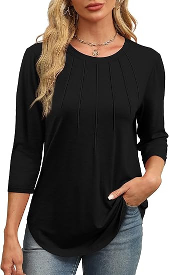 2025 round neck pleated shirt