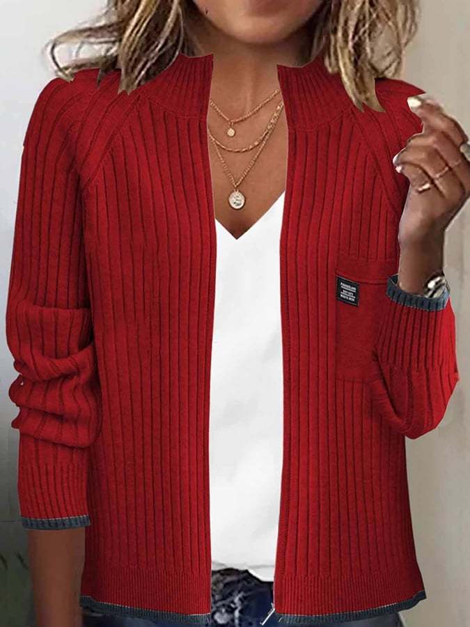 Women'S Autumn And Winter Long-Sleeved Zipper Knitted Cardigan