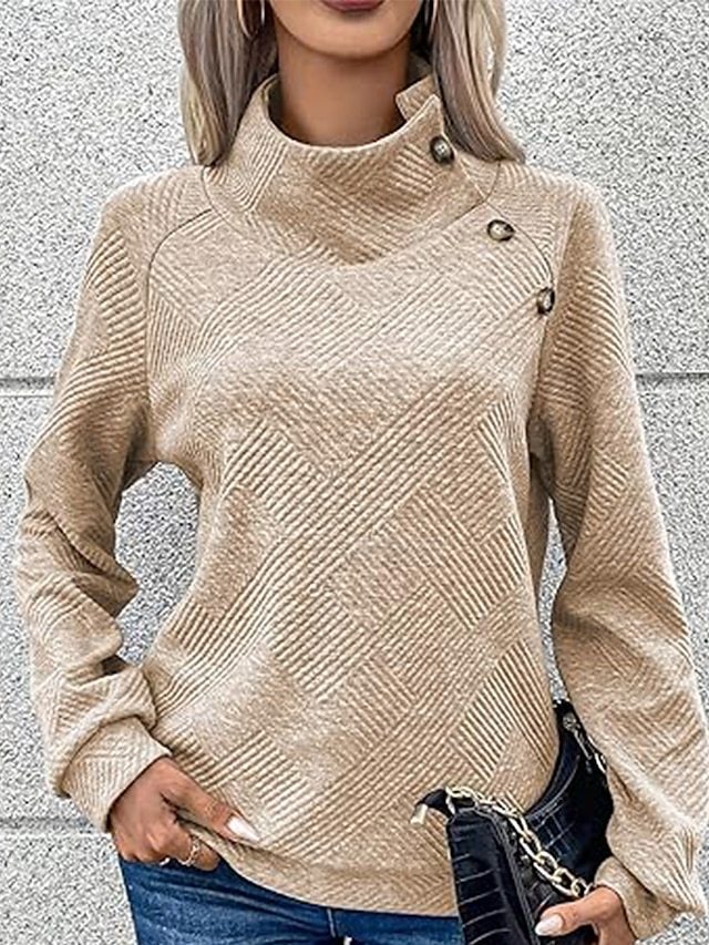 Clearance🔥Women's High Neck Special Button Designer Sweatshirt