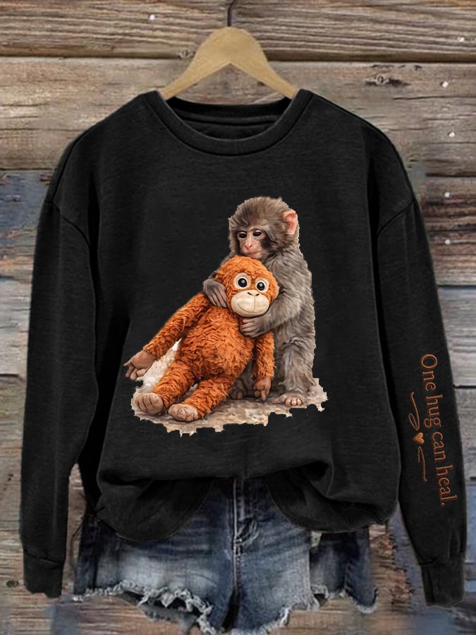 Women's Mental Health Punch Monkey Print Sweatshirt