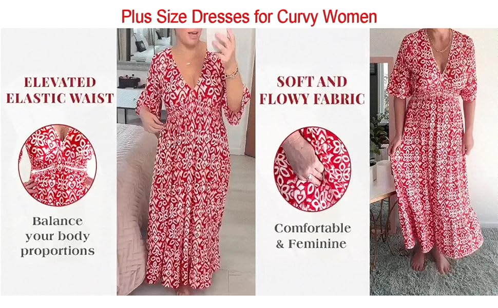 L&auml;ssiges langes Kleid mit V-Ausschnitt