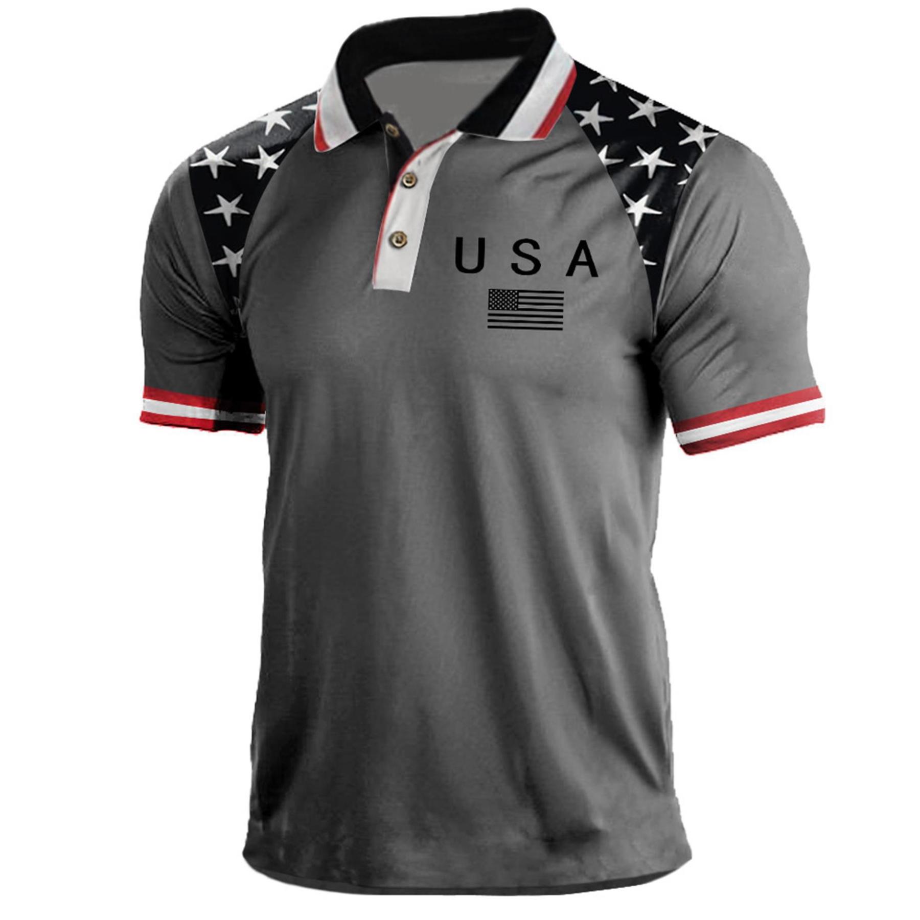 ⚡US 250th Anniversary Print Men's Polo Shirt
