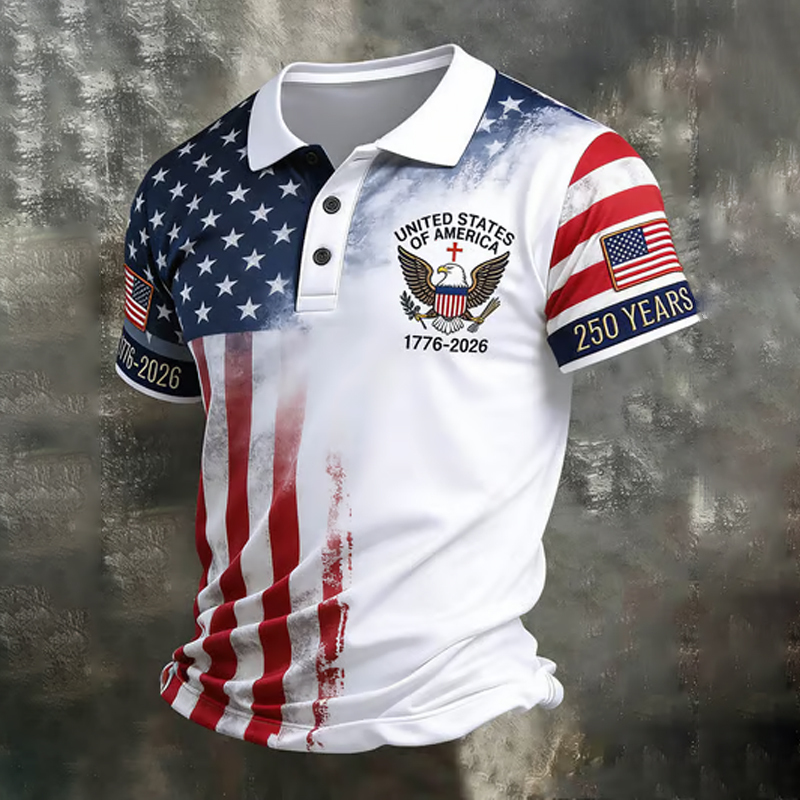 ⚡Men's American 250th Anniversary Casual Short-Sleeve Polo Shirt