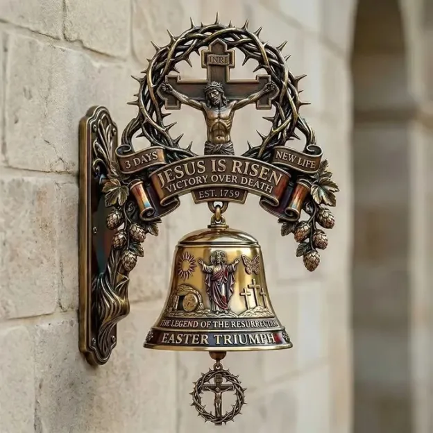✝️ Easter Cross Commemorative Wall Bell – A Sacred Keepsake of Faith