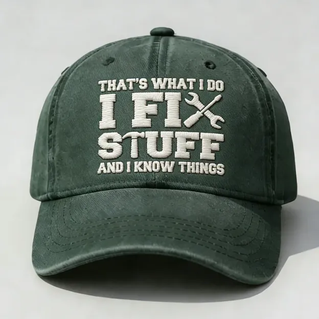 That's What I Do I Fix Stuff And I Know Things Embroidery Cap
