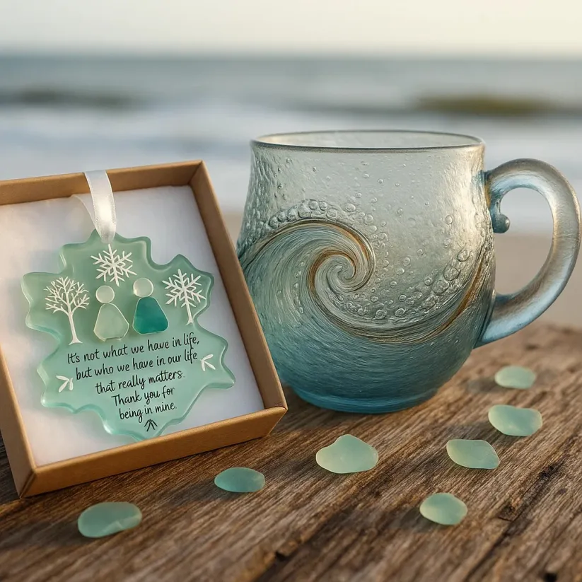 🎄Christmas Best Gifts🔥 Unique Handcrafted Sea Glass Ocean Wave Mug🎁Bring the Calm of the Ocean to Your Morning