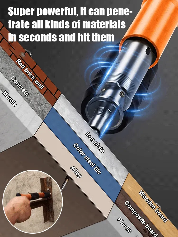 Concrete Nail Gun Kit with 100pcs Nails 5 Speed Adjustable Mini Manual Nail Gun Woodworking Decoration Nailer Gun Nail Gun for Concrete Built-in Air Nailer for Red Brick Walls Concrete Walls