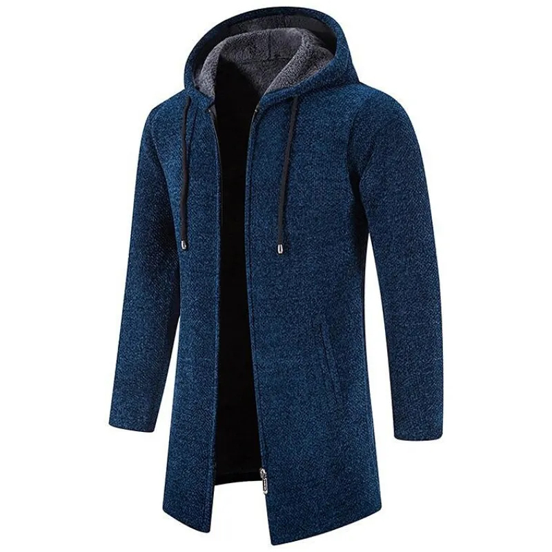 FREE SHIPPING - Men's Mid Length Fleece Padded Zipper Hooded Cardigan