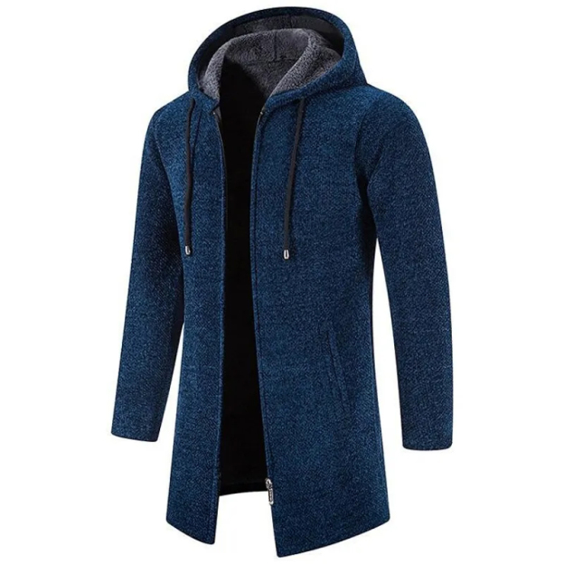 FREE SHIPPING - Men's Mid Length Fleece Padded Zipper Hooded Cardigan