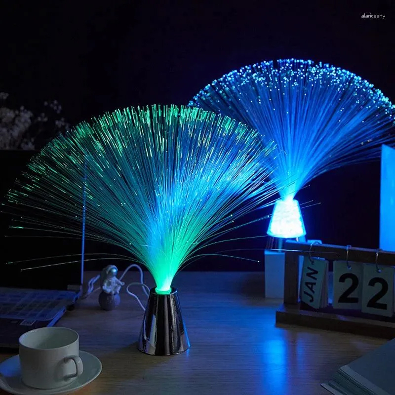 LED Fiber Optic Night Light - Multi-Color Changing Fountain Lamp, Relaxing Home Decor, Soothing Sleep Aid, Luminous Kids' Toy