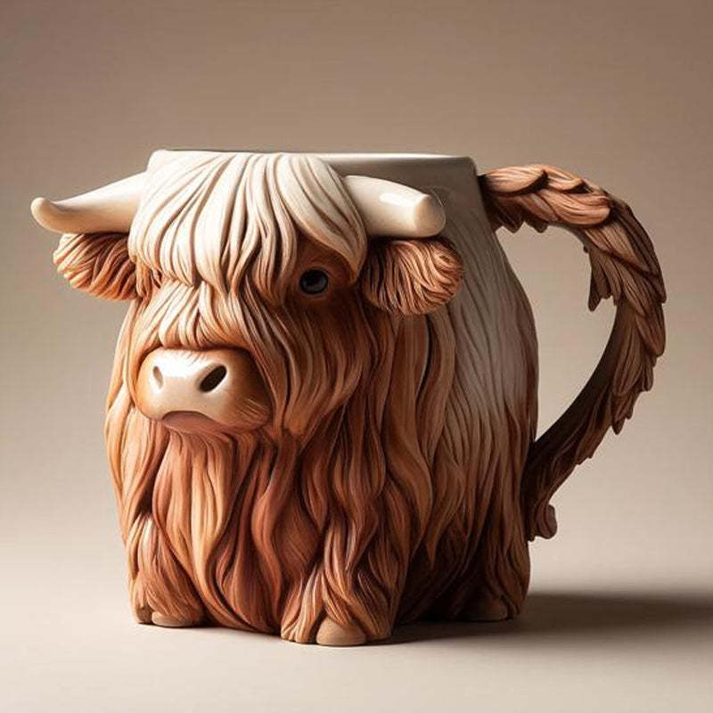😊🐮 Highland Cow 3D Mug – Sip with Cuteness & Charm ✨