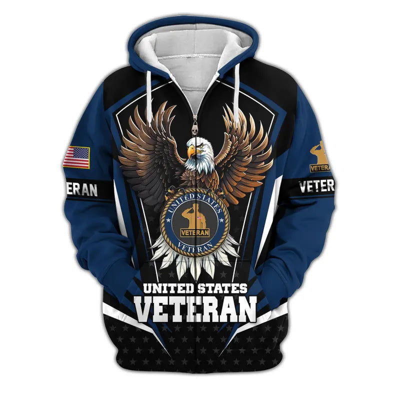😊Premium US Veterans Zip Hoodie, Gifts For US Veterans, Veterans Day.