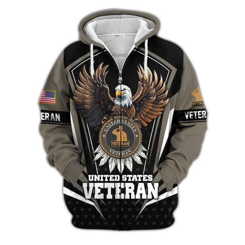 😊Premium US Veterans Zip Hoodie, Gifts For US Veterans, Veterans Day.