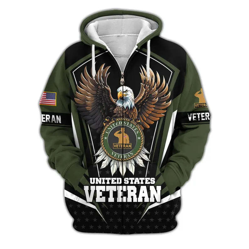 😊Premium US Veterans Zip Hoodie, Gifts For US Veterans, Veterans Day.