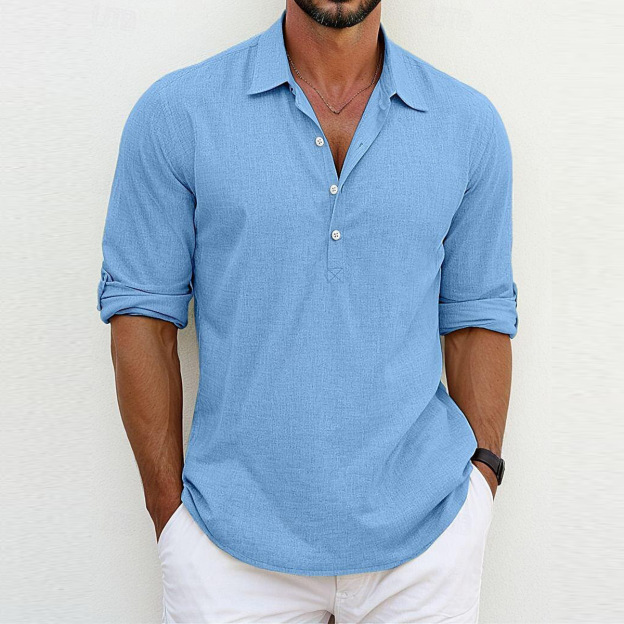 Summer men's casual half-sleeved shirt with lapel