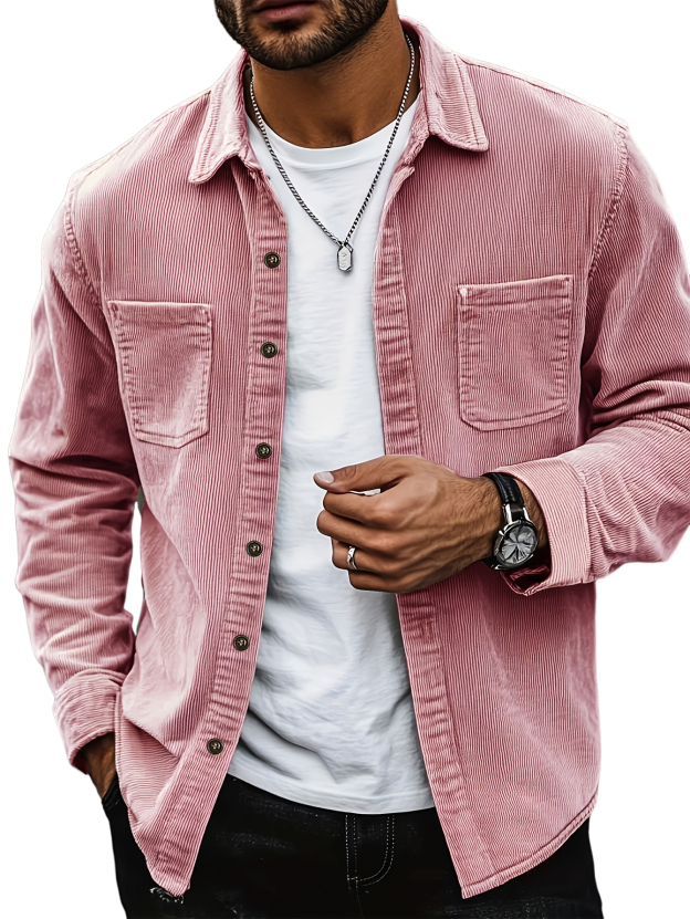 Men's Retro Classic Casual Corduroy Double-pocket Long-sleeved Shirt