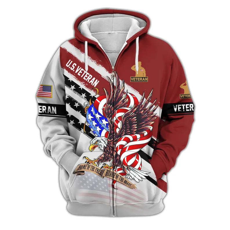 😊Premium US Veterans Zip Hoodie, Gifts For US Veterans, Veterans Day.