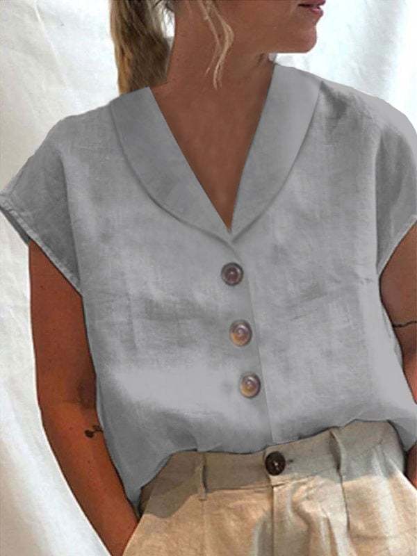 Women's Cotton Linen Casual Button-Up Shirt