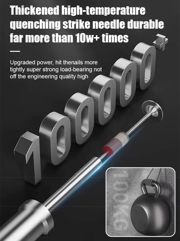 Concrete Nail Gun Kit with 100pcs Nails 5 Speed Adjustable Mini Manual Nail Gun Woodworking Decoration Nailer Gun Nail Gun for Concrete Built-in Air Nailer for Red Brick Walls Concrete Walls