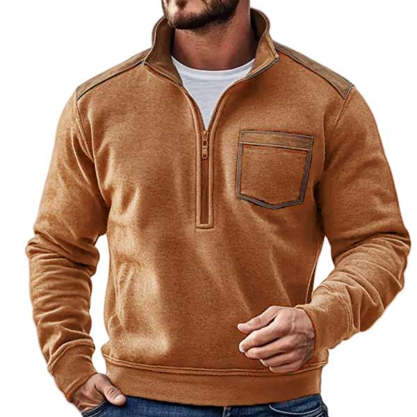 🔥BUY 2  FREE SHIPPING - Retro Half-Zip Fleece Sweatshirt European Style Thick Warm Pullover