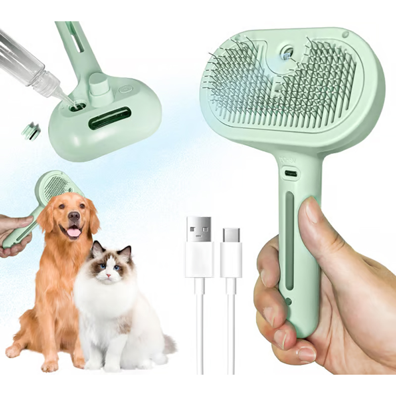 Self-Cleaning Spray Cat Brush for Shedding