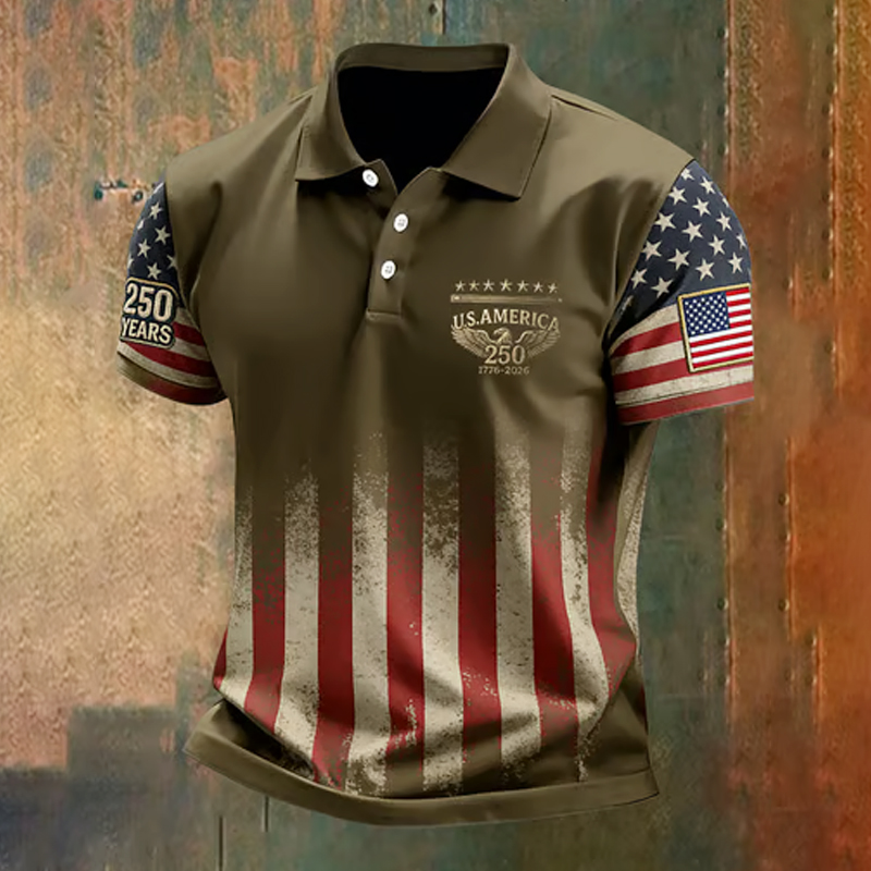 ⚡Men's American 250th Anniversary Casual Short-Sleeve Polo Shirt