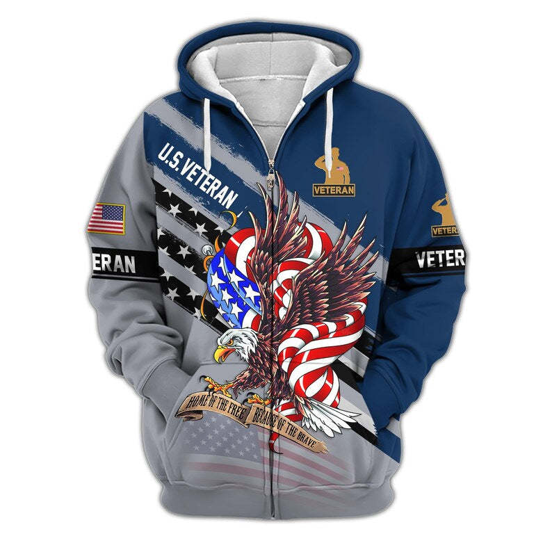 😊Premium US Veterans Zip Hoodie, Gifts For US Veterans, Veterans Day.