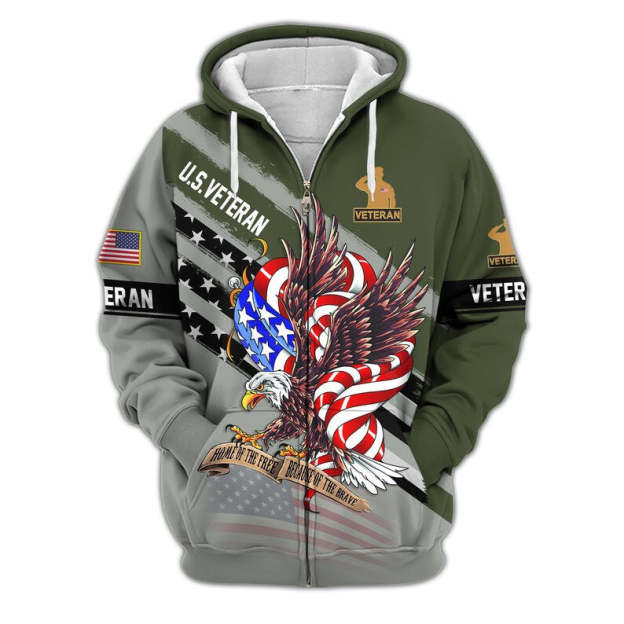 😊Premium US Veterans Zip Hoodie, Gifts For US Veterans, Veterans Day.