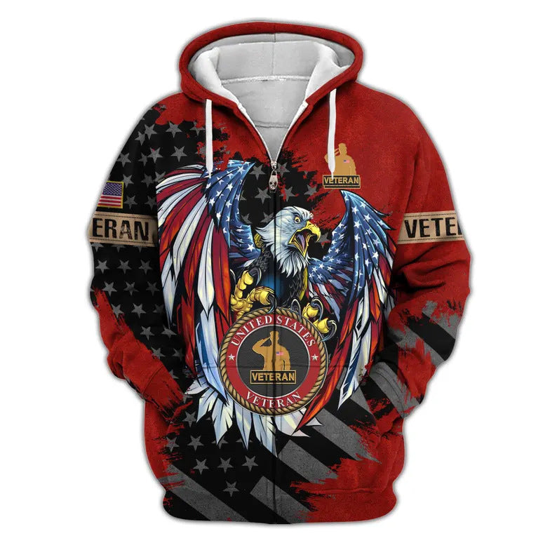 😊Premium US Veterans Zip Hoodie, Gifts For US Veterans, Veterans Day.