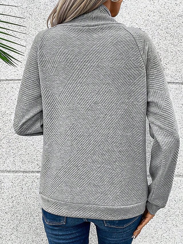 Clearance🔥Women's High Neck Special Button Designer Sweatshirt