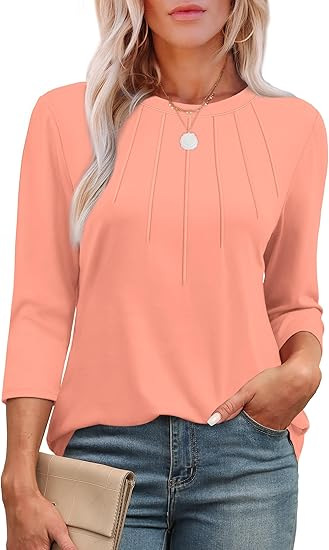 2025 round neck pleated shirt